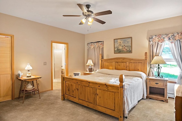 1 Cherry Ct, Clancy, MT 59634 - bedroom with a baseboard radiator, ceiling fan, and ensuite bath