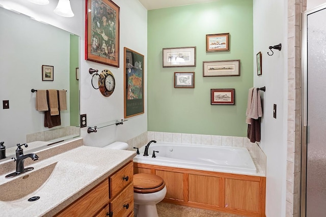 1 Cherry Ct, Clancy, MT 59634 - full bathroom with a stall shower, a garden tub, tile patterned floors, and vanity