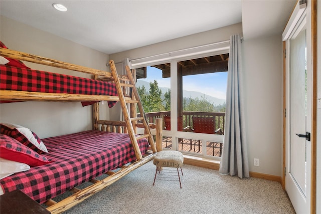 322 Wood Run Dr Unit B, Whitefish, MT 59937 - carpeted bedroom featuring access to exterior and recessed lighting