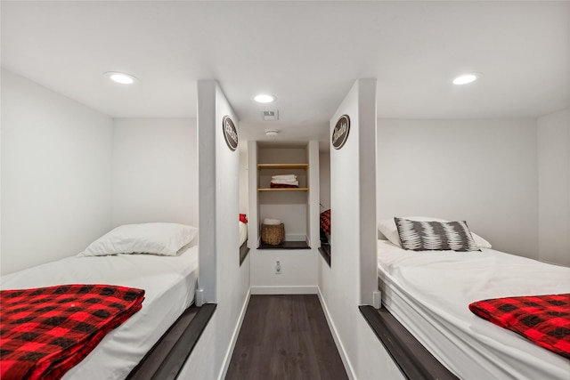 322 Wood Run Dr Unit B, Whitefish, MT 59937 - bedroom featuring dark wood-style flooring, baseboards, and recessed lighting