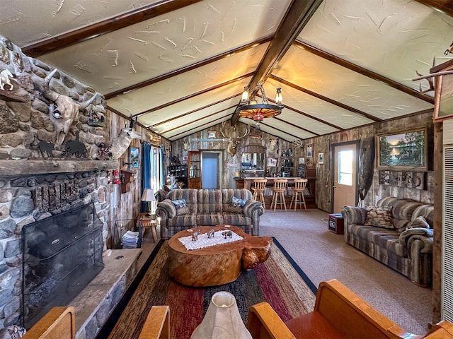 481 24th Rd NE, Dutton, MT 59433 - carpeted living room with a large fireplace