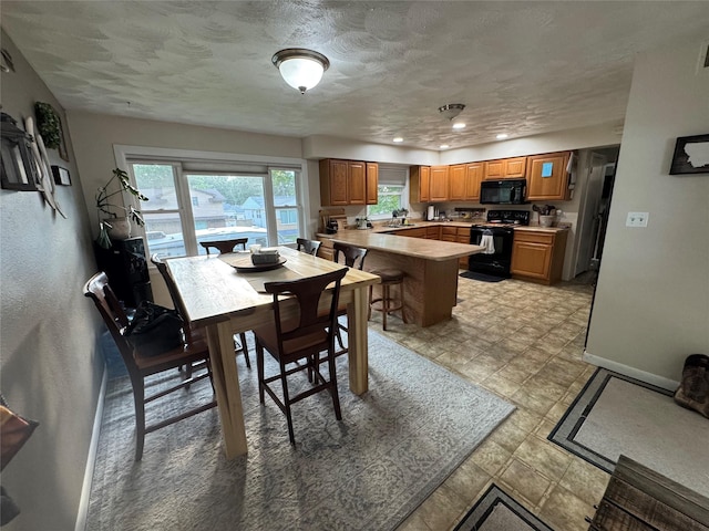 1631 Juniper Dr, Havre, MT 59501 - dining space featuring baseboards, a textured ceiling, and recessed lighting