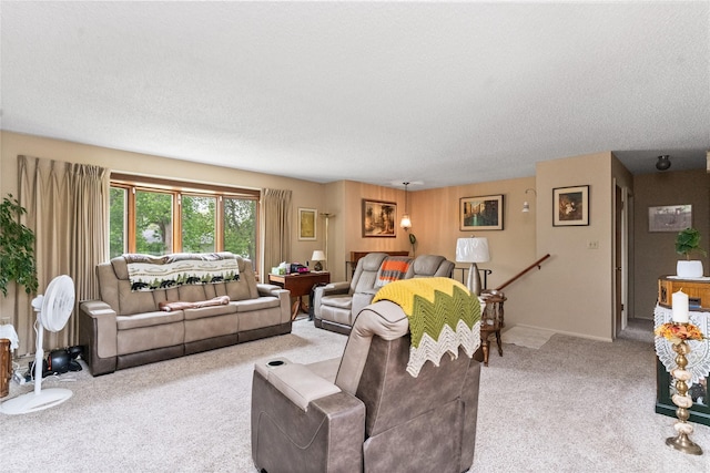 417 56th St S, Great Falls, MT 59405 - carpeted living room with a textured ceiling