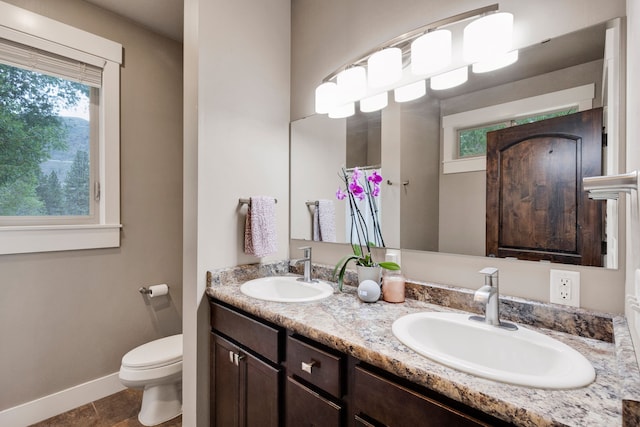 12800 Mill Creek Rd, Lolo, MT 59847 - full bathroom with double vanity, baseboards, and toilet