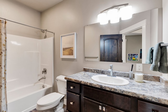 12800 Mill Creek Rd, Lolo, MT 59847 - full bathroom featuring vanity, toilet, and shower / bath combination with curtain