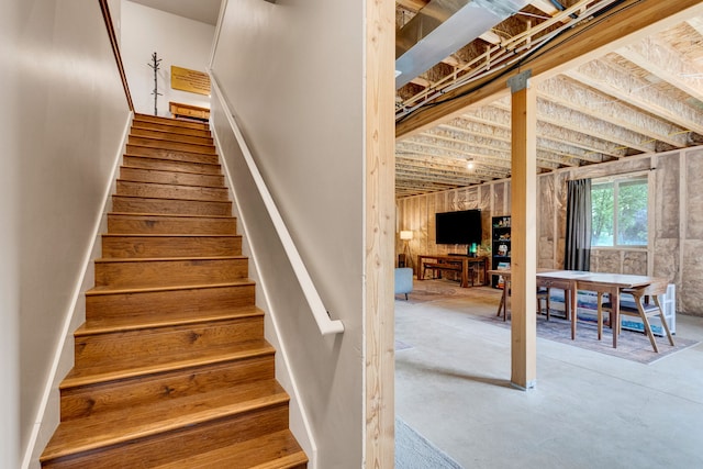 12800 Mill Creek Rd, Lolo, MT 59847 - staircase featuring concrete floors