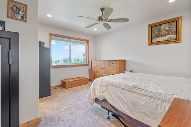 4357 Trumble Creek Rd, Columbia Falls, MT 59912 - bedroom featuring carpet floors, recessed lighting, baseboards, and a ceiling fan