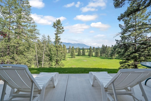 4357 Trumble Creek Rd, Columbia Falls, MT 59912 - view of patio / terrace featuring a mountain view