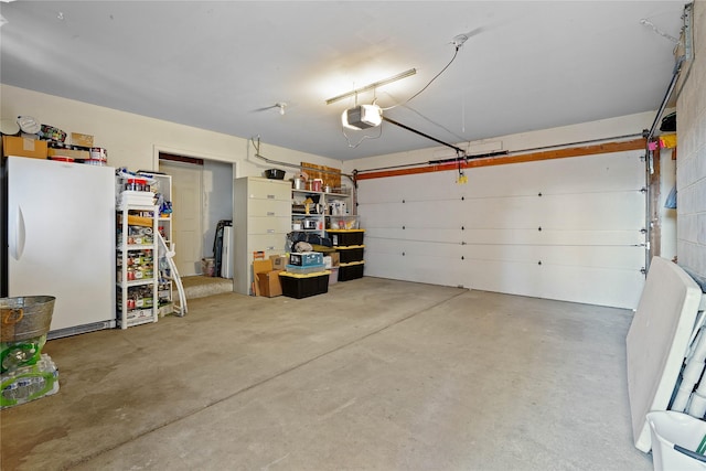 1021 Vallejo Rd, Helena, MT 59602 - garage featuring a garage door opener and freestanding refrigerator