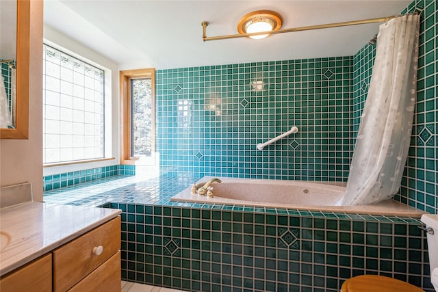 965 Ranch Ln, Kalispell, MT 59901 - full bathroom with vanity, tiled shower / bath combo, and tile patterned floors