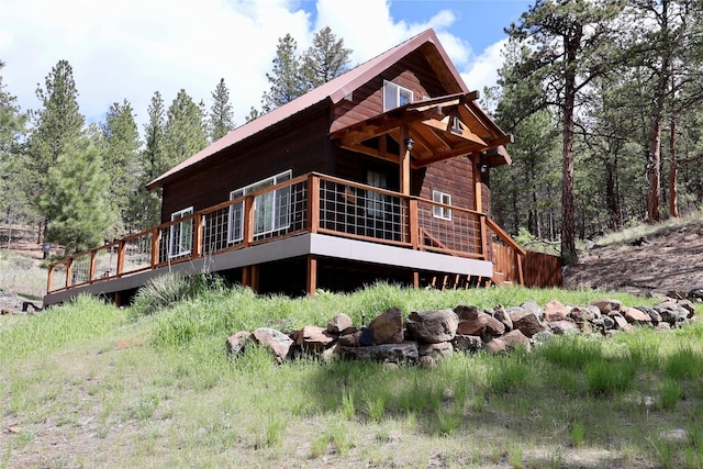 208 Paul Creek Ln, Cascade, MT 59421 - view of side of property with a wooden deck