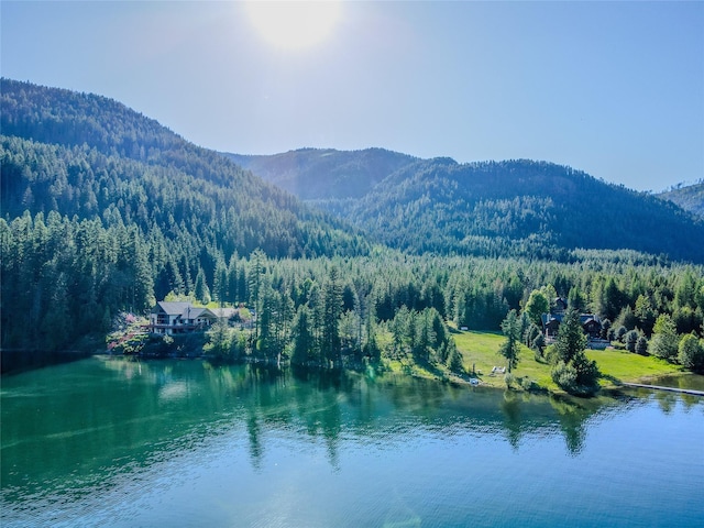 29 Northshore Dr, Troy, MT 59935 - water view with a heavily wooded area and a mountainous background