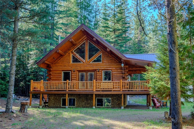 29 Northshore Dr, Troy, MT 59935 - rear view of property with a deck and log siding