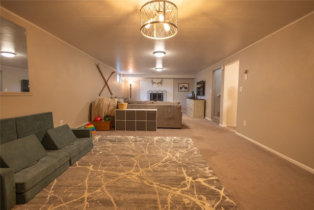 1511 E Broadway St, Helena, MT 59601 - carpeted living room featuring a fireplace and baseboards
