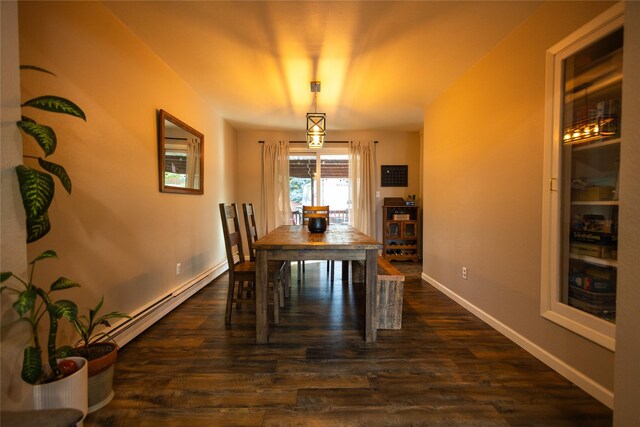 1511 E Broadway St, Helena, MT 59601 - dining room featuring dark wood-type flooring, a baseboard heating unit, and baseboards