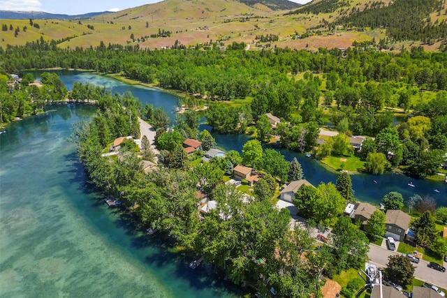 238 Red Fox Rd, Lolo, MT 59847 - aerial view of property and surrounding area with a water and mountain view