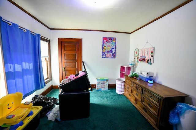 712 9th St N, Great Falls, MT 59401 - sitting room with carpet floors, ornamental molding, and baseboards