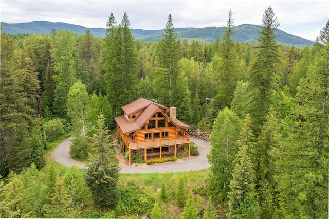 599 Talon Trl, Columbia Falls, MT 59912 - aerial view of property and surrounding area with a forest and a mountain backdrop