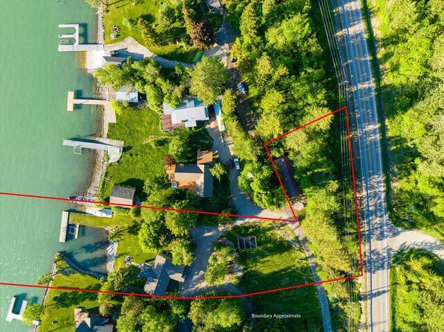 34777 Compass Ln, Polson, MT 59860 - aerial view of property and surrounding area featuring property boundaries highlighted