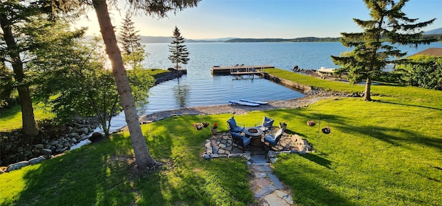 34777 Compass Ln, Polson, MT 59860 - dock with a water view and a lawn