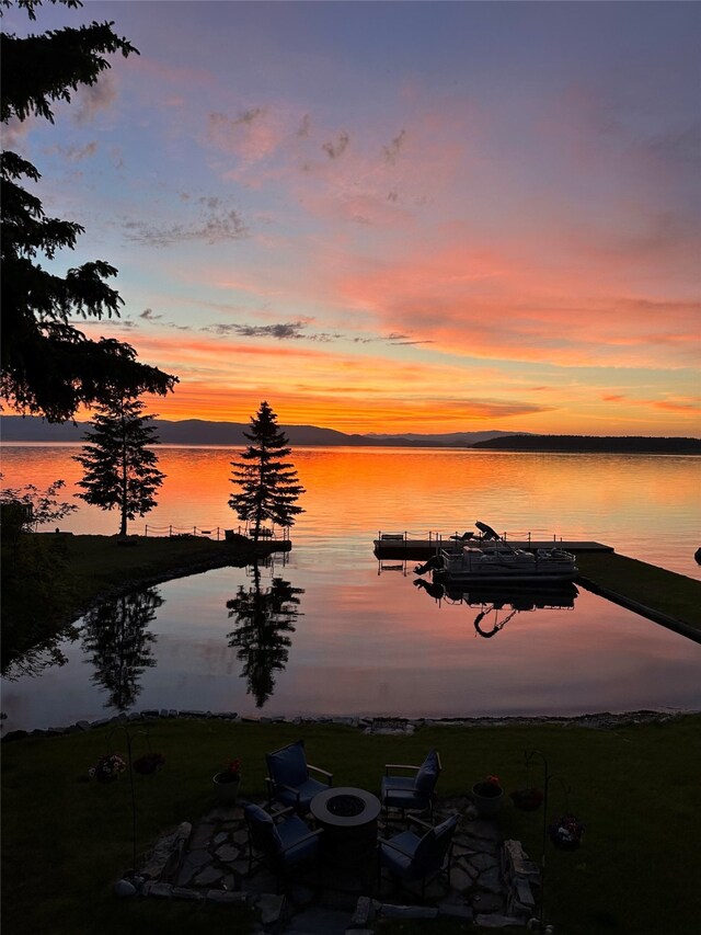 34777 Compass Ln, Polson, MT 59860 - water view with an outdoor fire pit