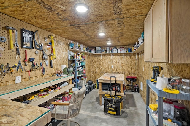 34777 Compass Ln, Polson, MT 59860 - miscellaneous room featuring a workshop area and unfinished concrete floors