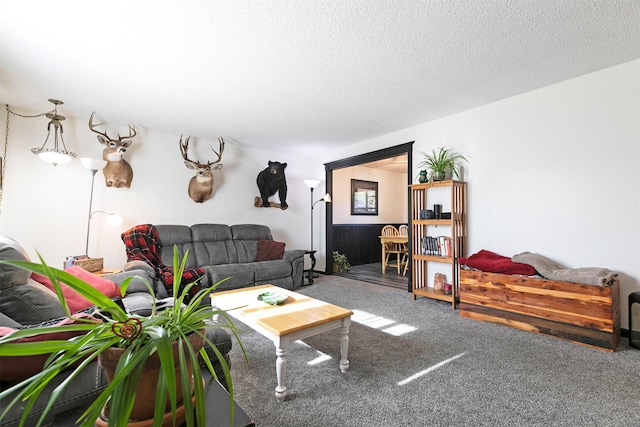 239 Essex St, Lolo, MT 59847 - carpeted living room with a textured ceiling
