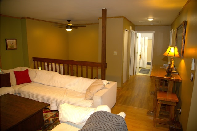 189 Dawn Dr, Columbia Falls, MT 59912 - living area with light wood-style floors and ceiling fan