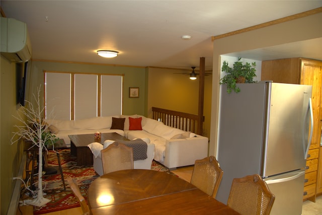 189 Dawn Dr, Columbia Falls, MT 59912 - dining area with ceiling fan and a wall mounted AC