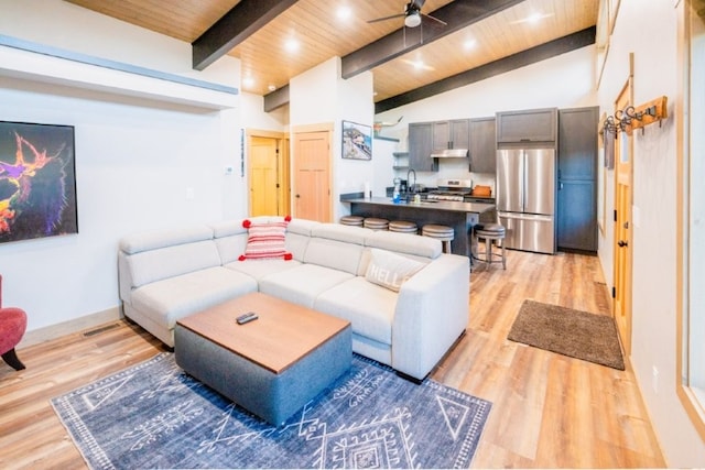 1331 Nelson Ln Cabin H, Unit Cabin H, Whitefish, MT 59937 - living area featuring wood ceiling, light wood-style floors, a ceiling fan, and recessed lighting