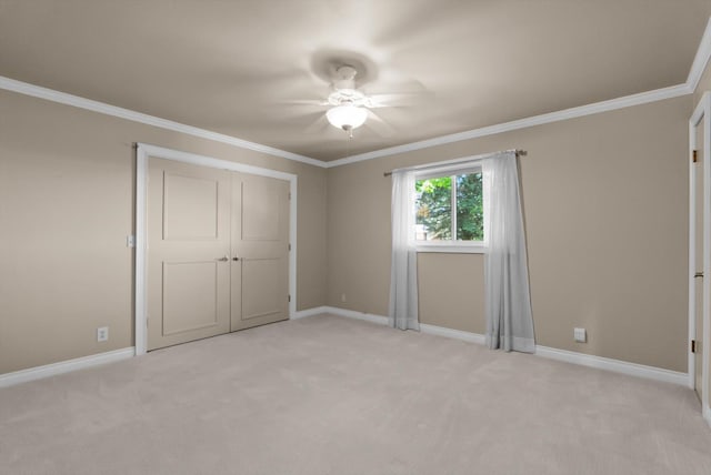 45 Panoramic Dr, Kalispell, MT 59901 - unfurnished bedroom with light carpet, ornamental molding, baseboards, and a ceiling fan