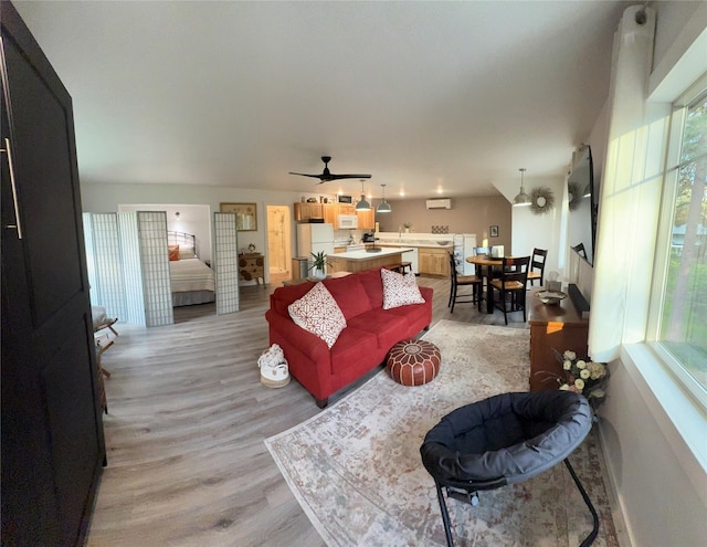 1265 Jellison Rd, Columbia Falls, MT 59912 - living room featuring light wood finished floors and ceiling fan