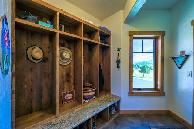 6659 Lamar Trl, Florence, MT 59833 - mudroom with baseboards and dark tile patterned flooring