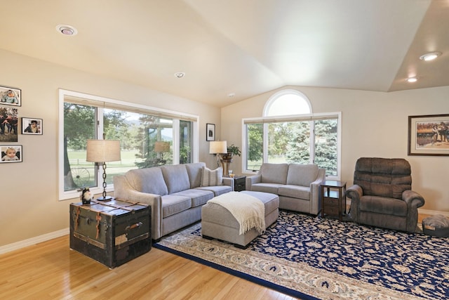 10190 Kona Ranch Rd, Missoula, MT 59808 - living area with vaulted ceiling, light wood-type flooring, baseboards, and recessed lighting