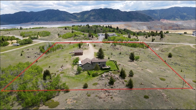 3380 Moulton Reservoir Rd, Butte, MT 59701 - aerial view of sparsely populated area featuring property boundaries highlighted and a water and mountain view