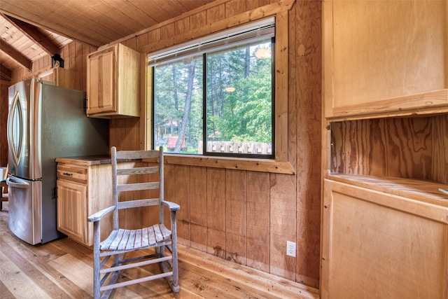 1062 Bear Creek Trl, Victor, MT 59875 - sitting room featuring wood ceiling, light wood finished floors, and wooden walls