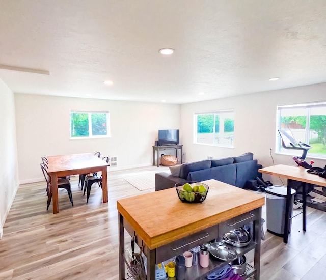 1203 1st St E, Polson, MT 59860 - living area featuring plenty of natural light, light wood-style flooring, recessed lighting, and baseboards