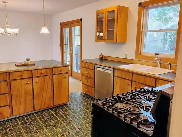 5 Pronghorn Dr, Clancy, MT 59634 - kitchen featuring dishwasher, black gas range, french doors, and plenty of natural light