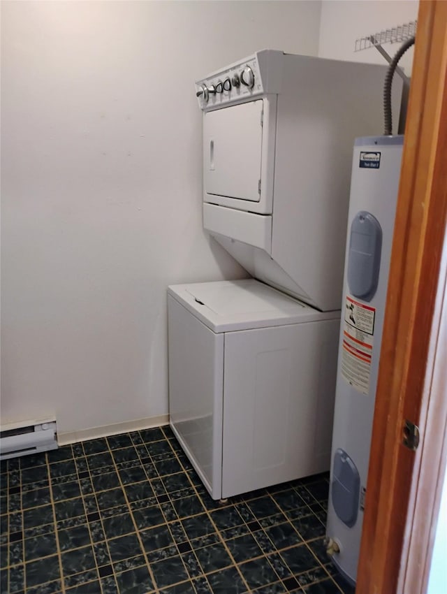 5 Pronghorn Dr, Clancy, MT 59634 - laundry room featuring stacked washer and clothes dryer and water heater
