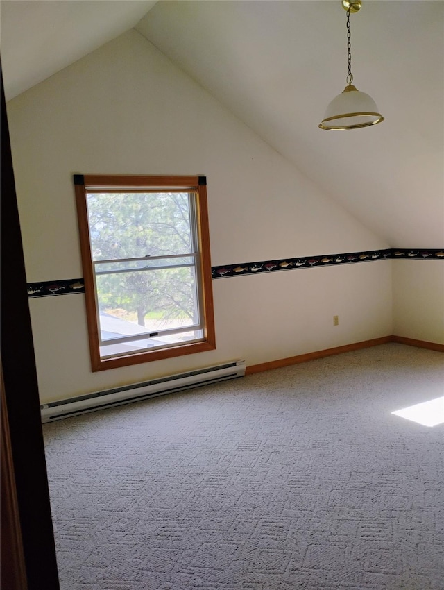 5 Pronghorn Dr, Clancy, MT 59634 - bonus room featuring a baseboard radiator, vaulted ceiling, and carpet floors