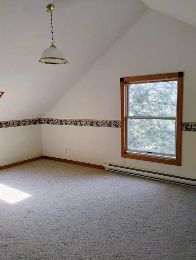 5 Pronghorn Dr, Clancy, MT 59634 - bonus room featuring a baseboard heating unit, vaulted ceiling, and carpet
