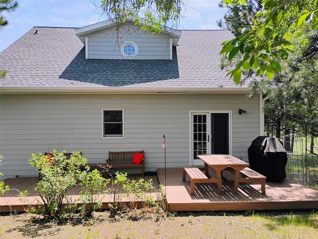5 Pronghorn Dr, Clancy, MT 59634 - rear view of property with a wooden deck and a shingled roof