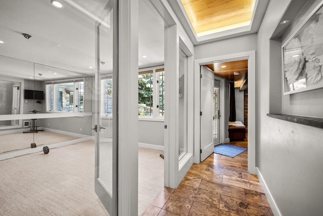 309 Fairway Dr, Whitefish, MT 59937 - corridor with recessed lighting and stone finish floors
