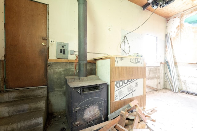 14690 Shore Acres Dr, Bigfork, MT 59911 - miscellaneous room with a wood stove