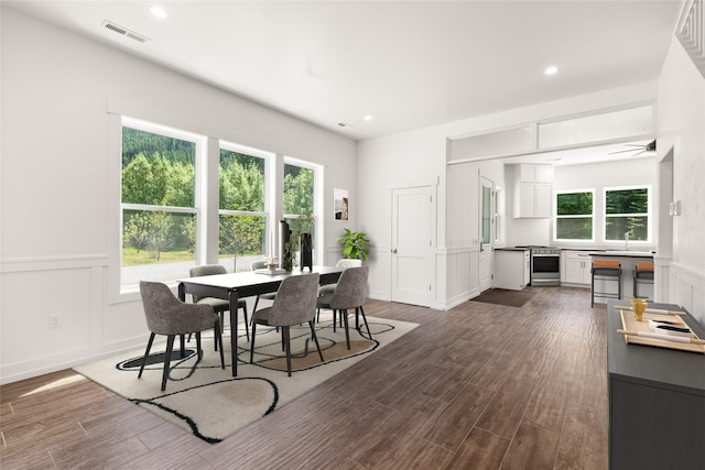 189 Blue Creek Rd, Heron, MT 59844 - dining space featuring dark wood-style floors and recessed lighting