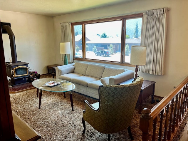1114 Creek Crossing Rd, Missoula, MT 59802 - living room with a wood stove