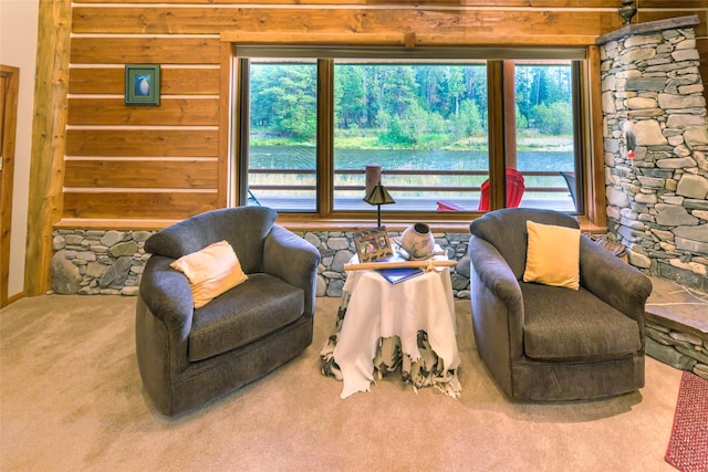 6900 Nez Perce Rd, Darby, MT 59829 - living area featuring wood walls and carpet
