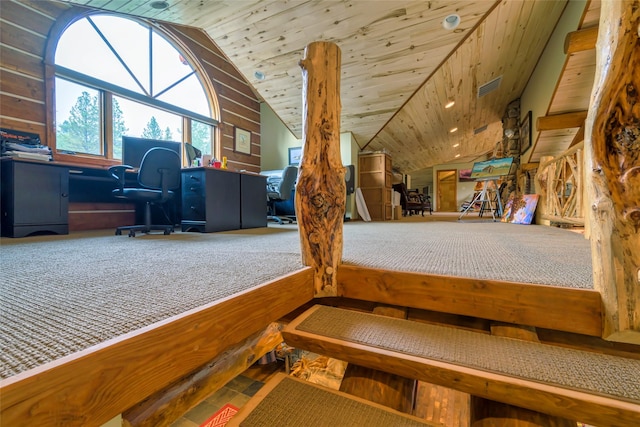 6900 Nez Perce Rd, Darby, MT 59829 - interior space with vaulted ceiling and wooden ceiling