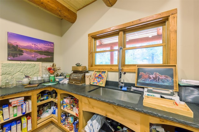 6900 Nez Perce Rd, Darby, MT 59829 - office space with beamed ceiling and a sink