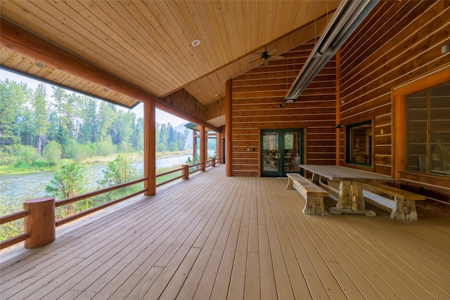 6900 Nez Perce Rd, Darby, MT 59829 - deck with a water view and french doors